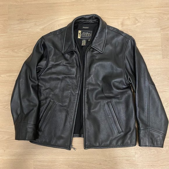 Eddie Bauer Black Pebbled Genuine Black Leather Jacket - Picture 2 of 5